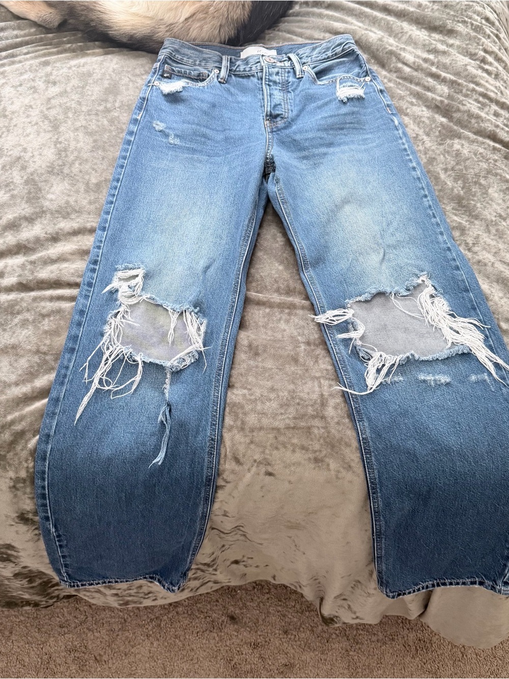 Classic Distressed Women’s Blue Jeans